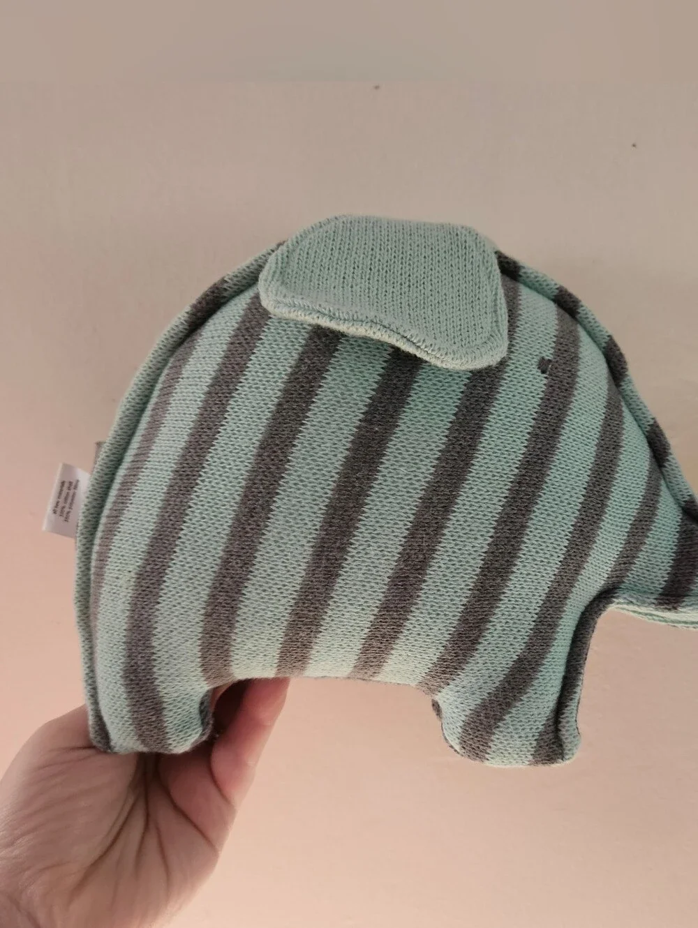 Land of Nod Striped Elephant Knit Stuffed Animal